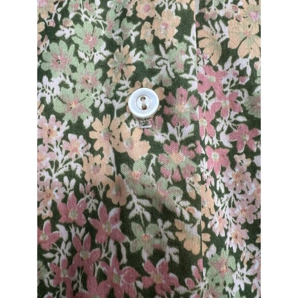 Vintage 70s Women Dagger Collar Floral Mod Poly Top Button Front L Cottagecore - Picture 4 of 7